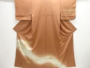 霞に草花模様刺繍一つ紋訪問着